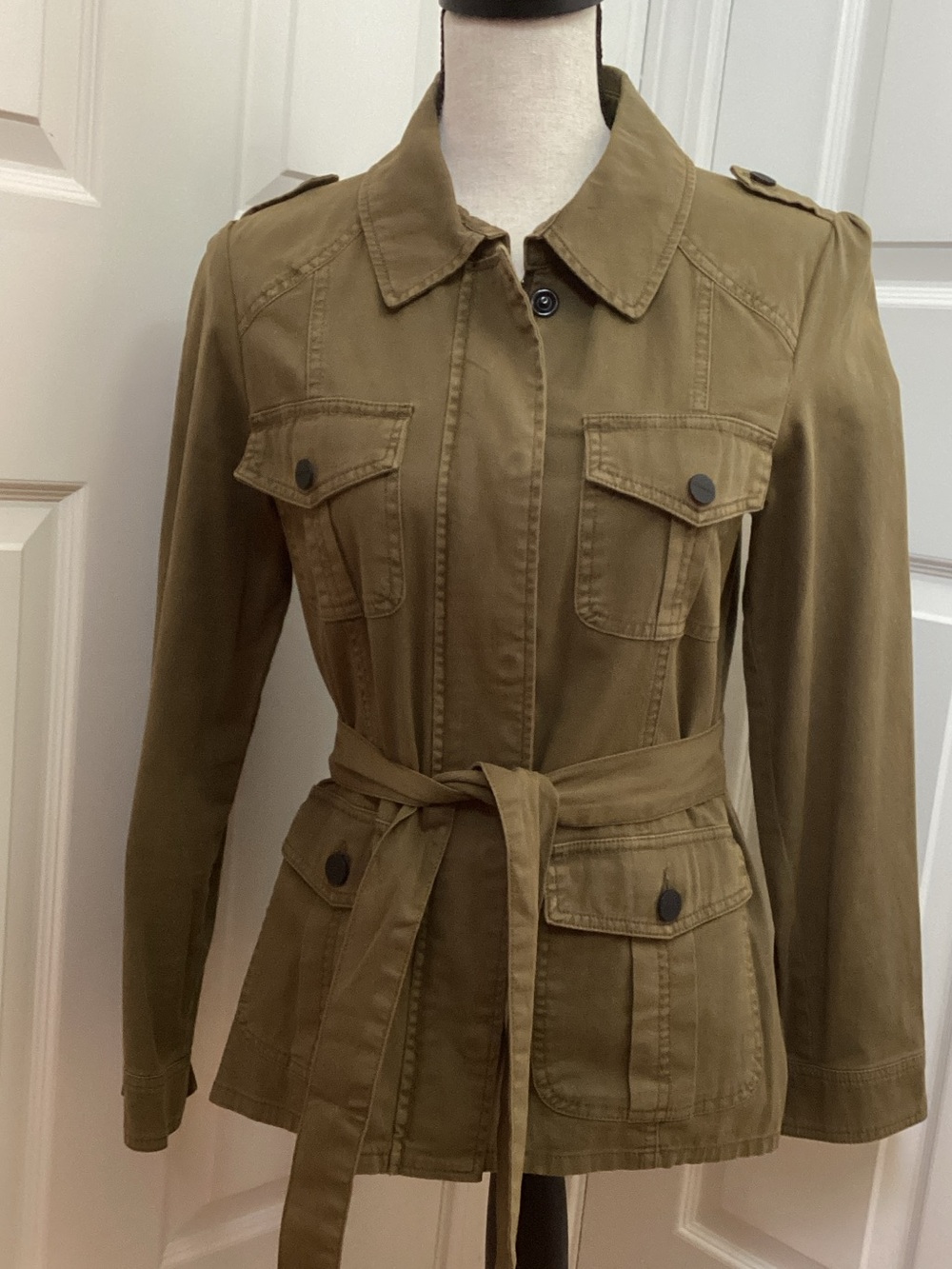 Women’s Sanctuary Olive Utility Belted Jacket - size medium.